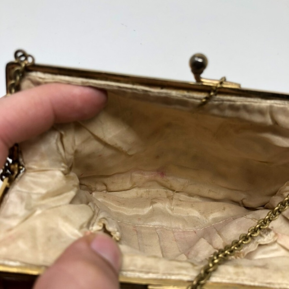 Vintage Beaded Clutch Handbag Mirror Set Small Floral Dainty Feminine Coquette - Picture 11 of 13